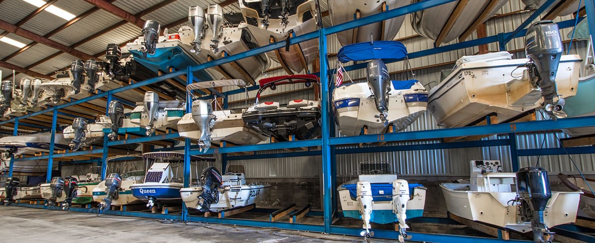 Dry boat storage at Romar Marina in Orange Beach, AL.