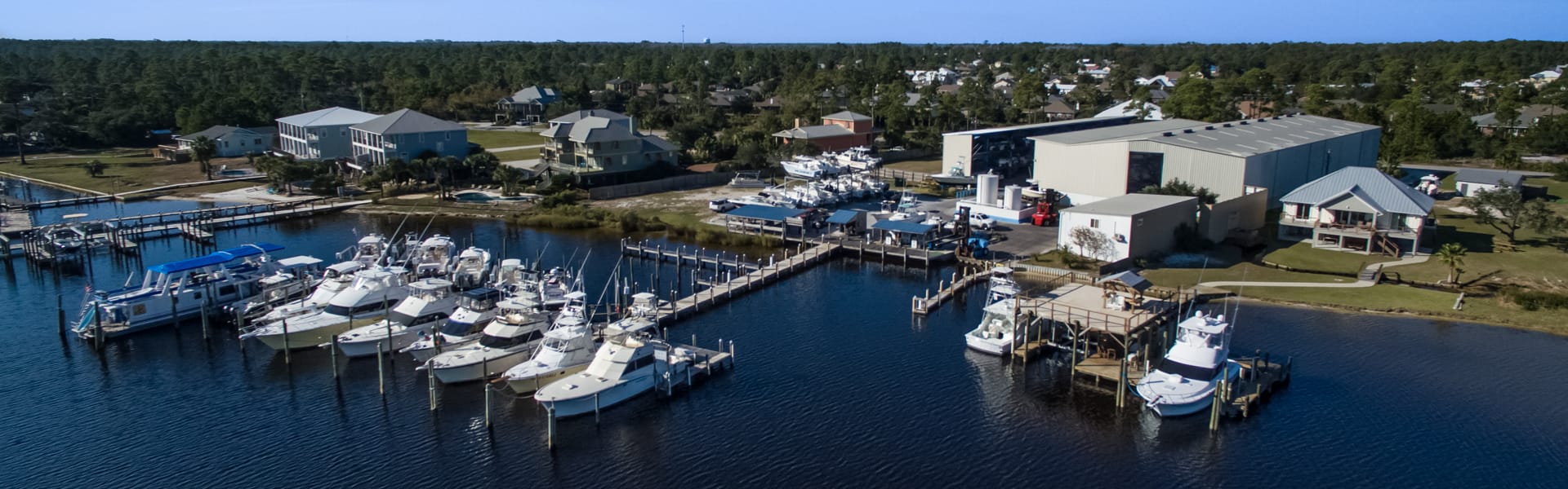 Romar Marina as seen from the air in Orange Beach, AL.