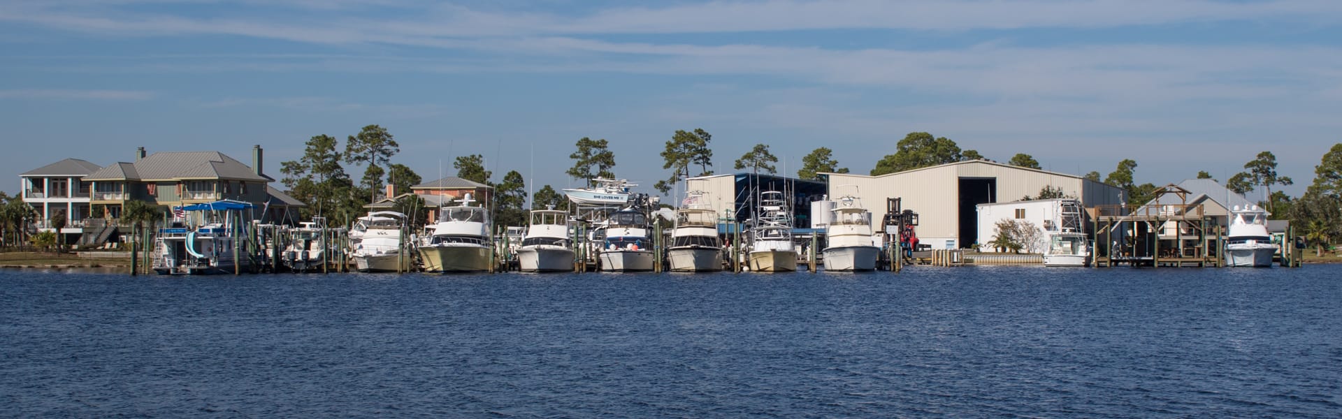 Romar Marina as seen from the Cotton Bayou in Orange Beach, AL.